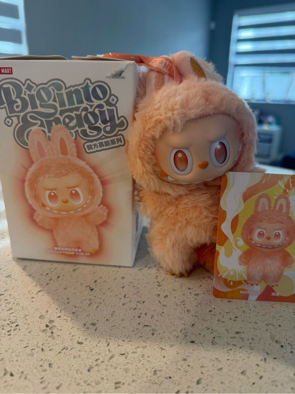 Labubu-Peach Fuzzy Bunny Plush Figure with Box
